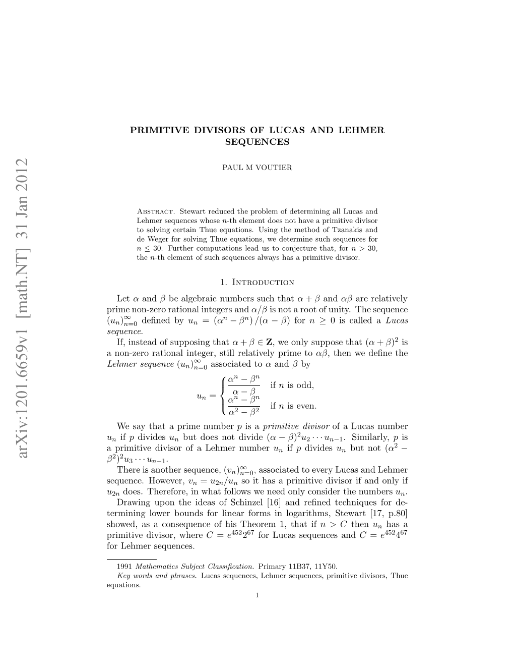 Primitive Divisors of Lucas and Lehmer Sequences 3