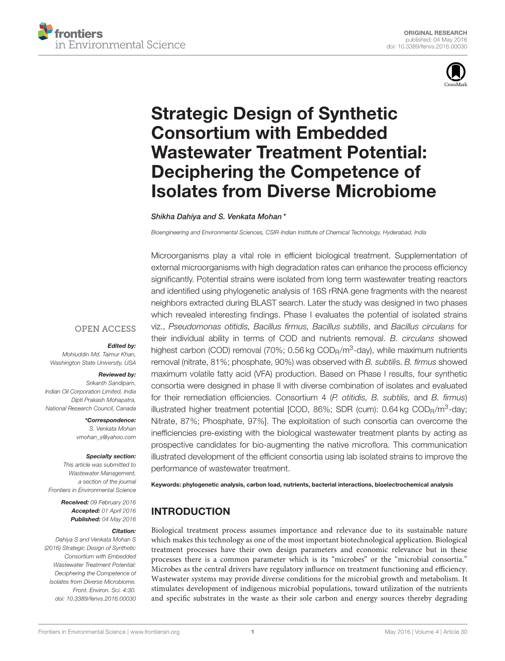 Strategic Design of Synthetic Consortium with Embedded Wastewater Treatment Potential: Deciphering the Competence of Isolates from Diverse Microbiome