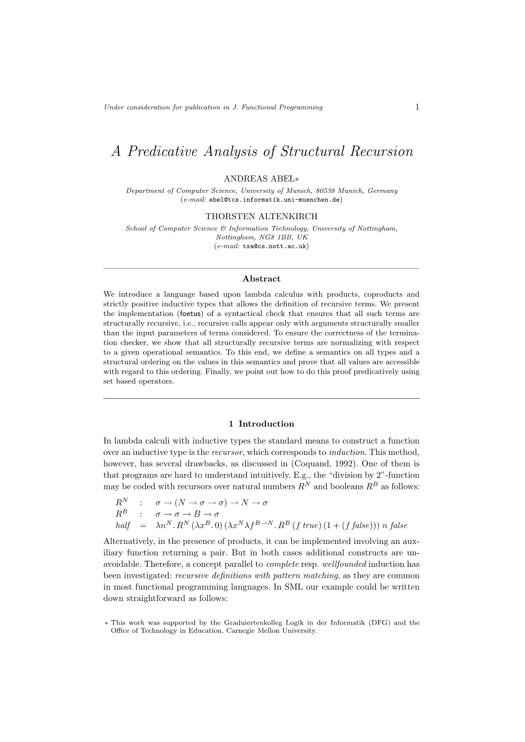 A Predicative Analysis of Structural Recursion