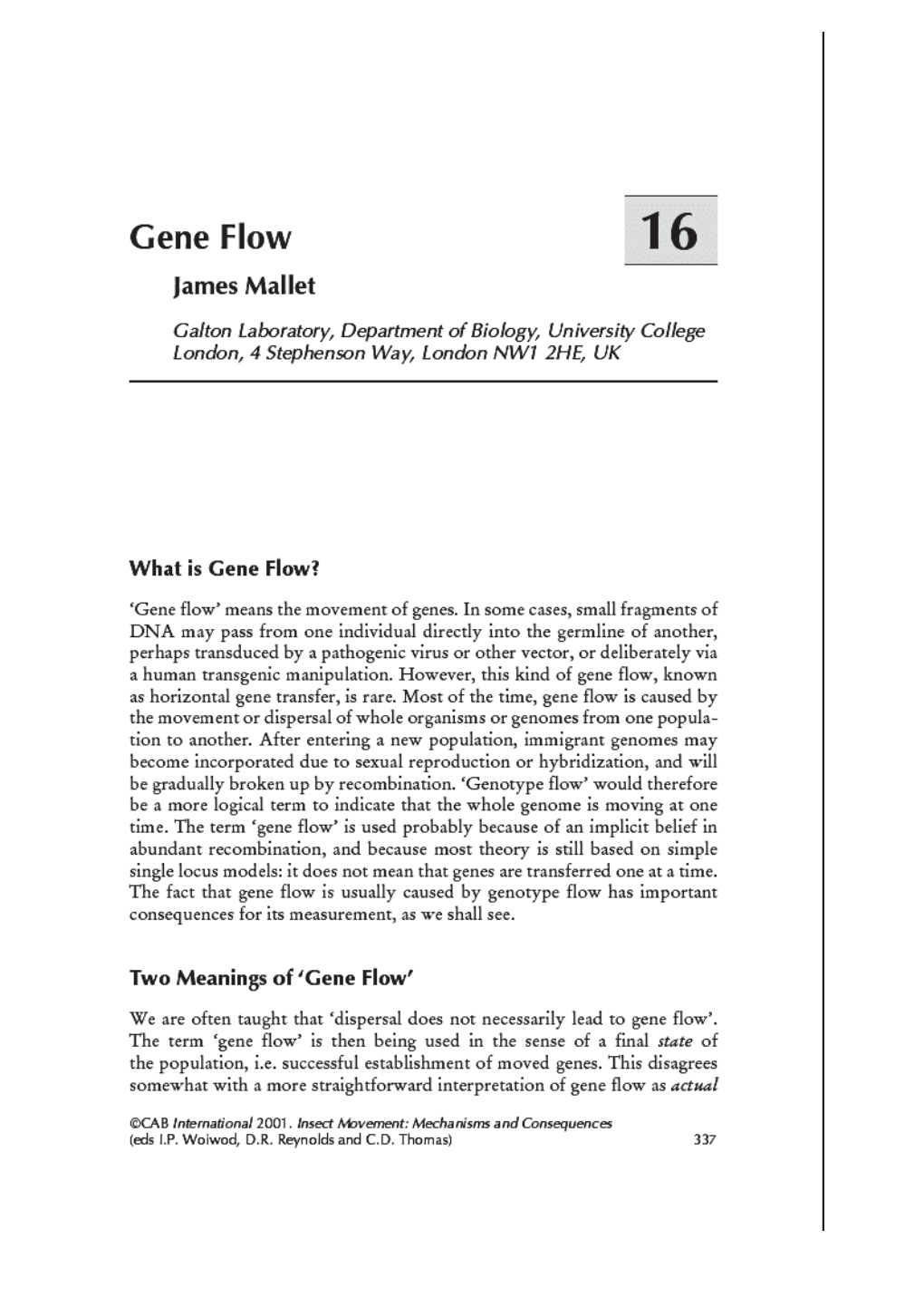 Gene Flow 1 6 James Mallet