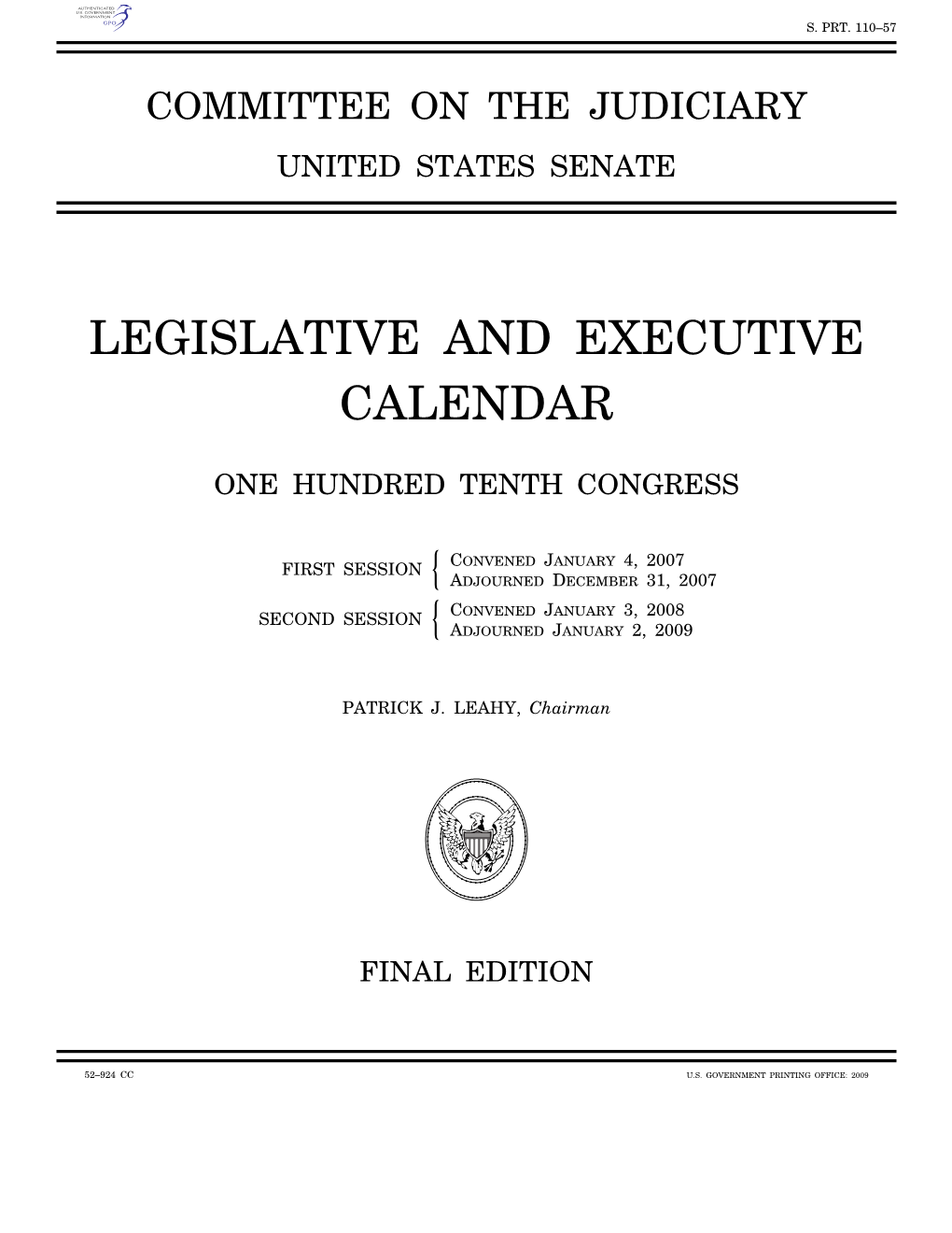 Legislative and Executive Calendar