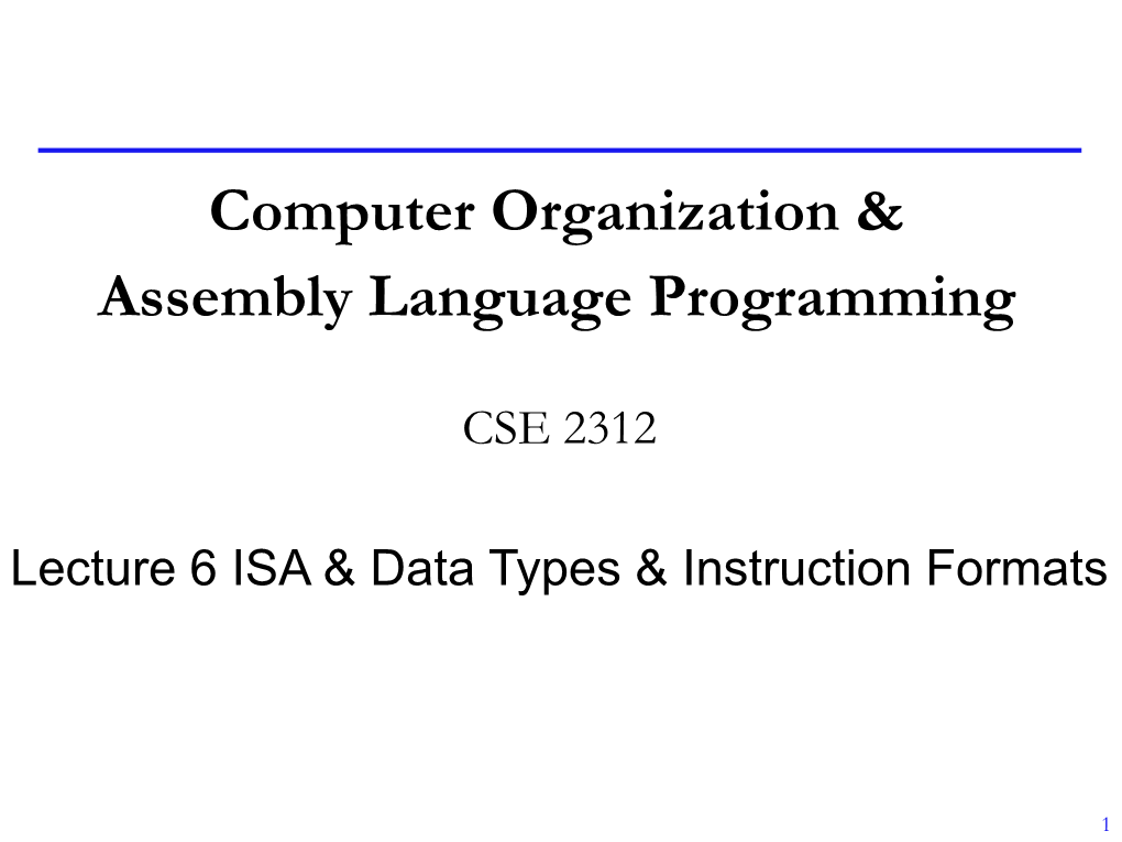 Computer Organization & Assembly Language Programming