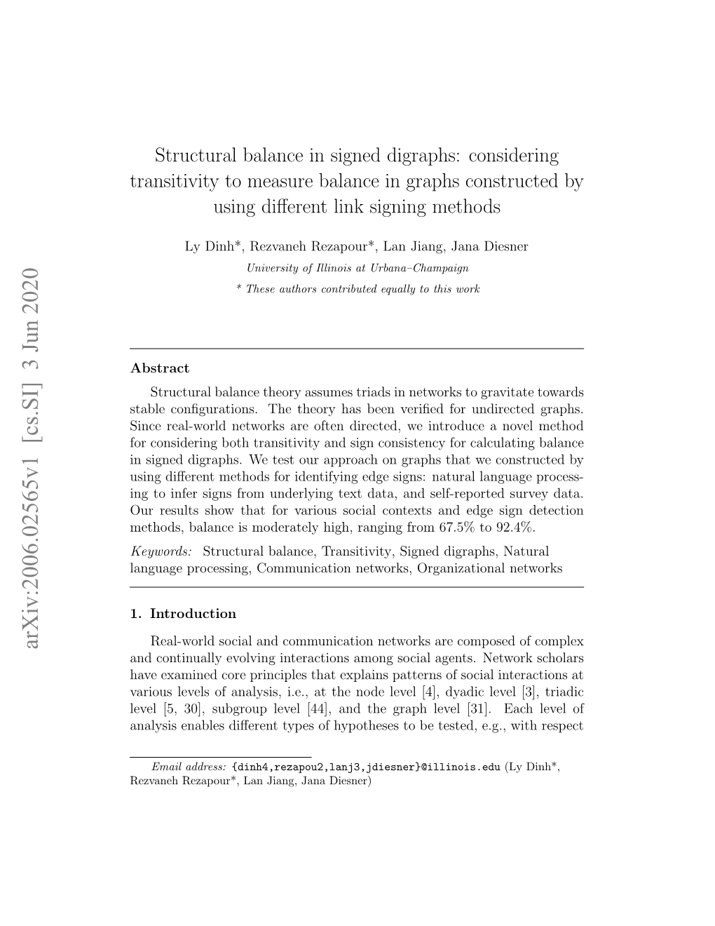 Structural Balance in Signed Digraphs: Considering Transitivity to Measure Balance in Graphs Constructed by Using Diﬀerent Link Signing Methods