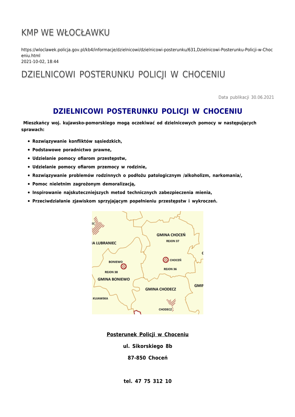 Dzielnicowi Posterunku Policji W Choceniu