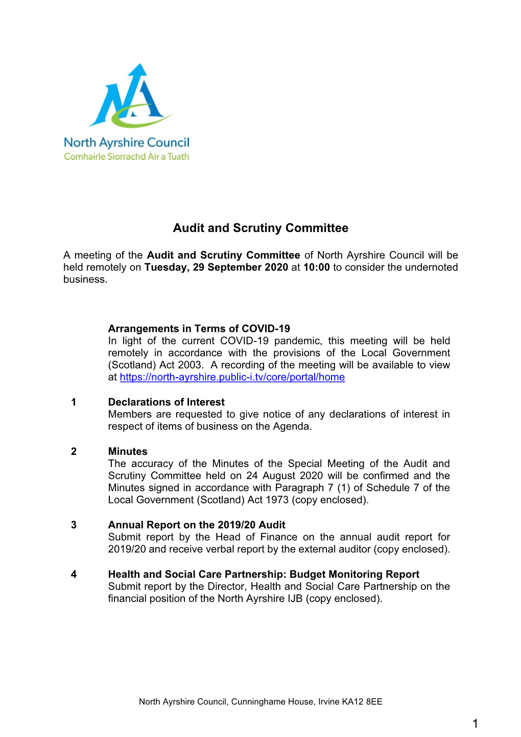 Audit and Scrutiny Committee 1