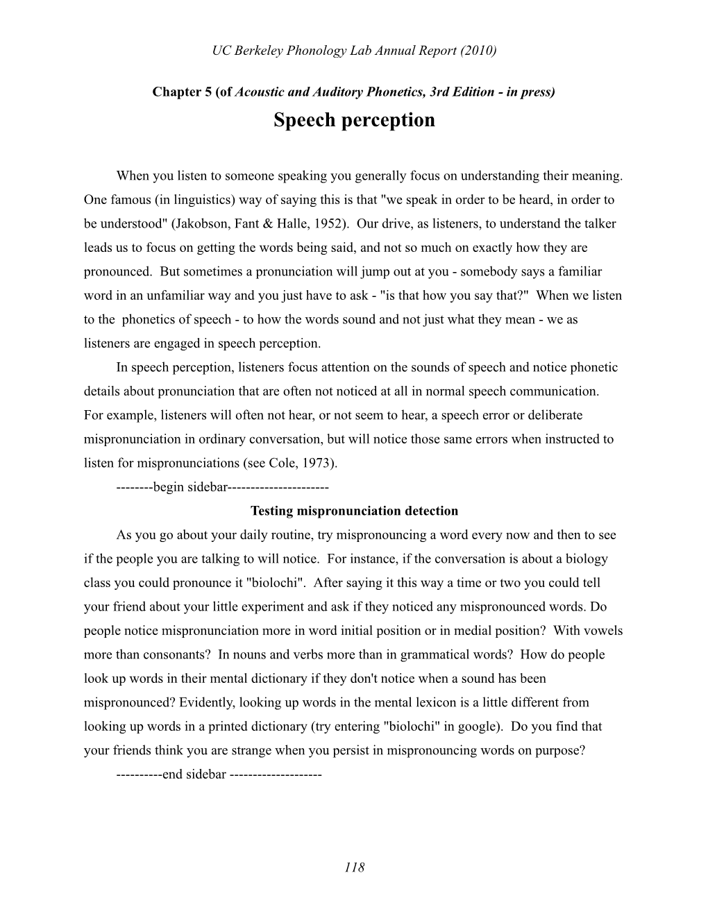 Speech Perception