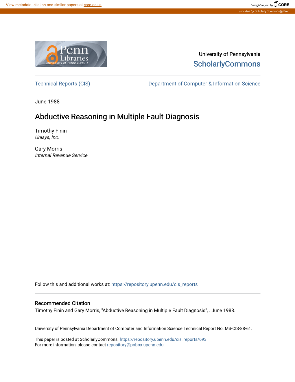 Abductive Reasoning in Multiple Fault Diagnosis