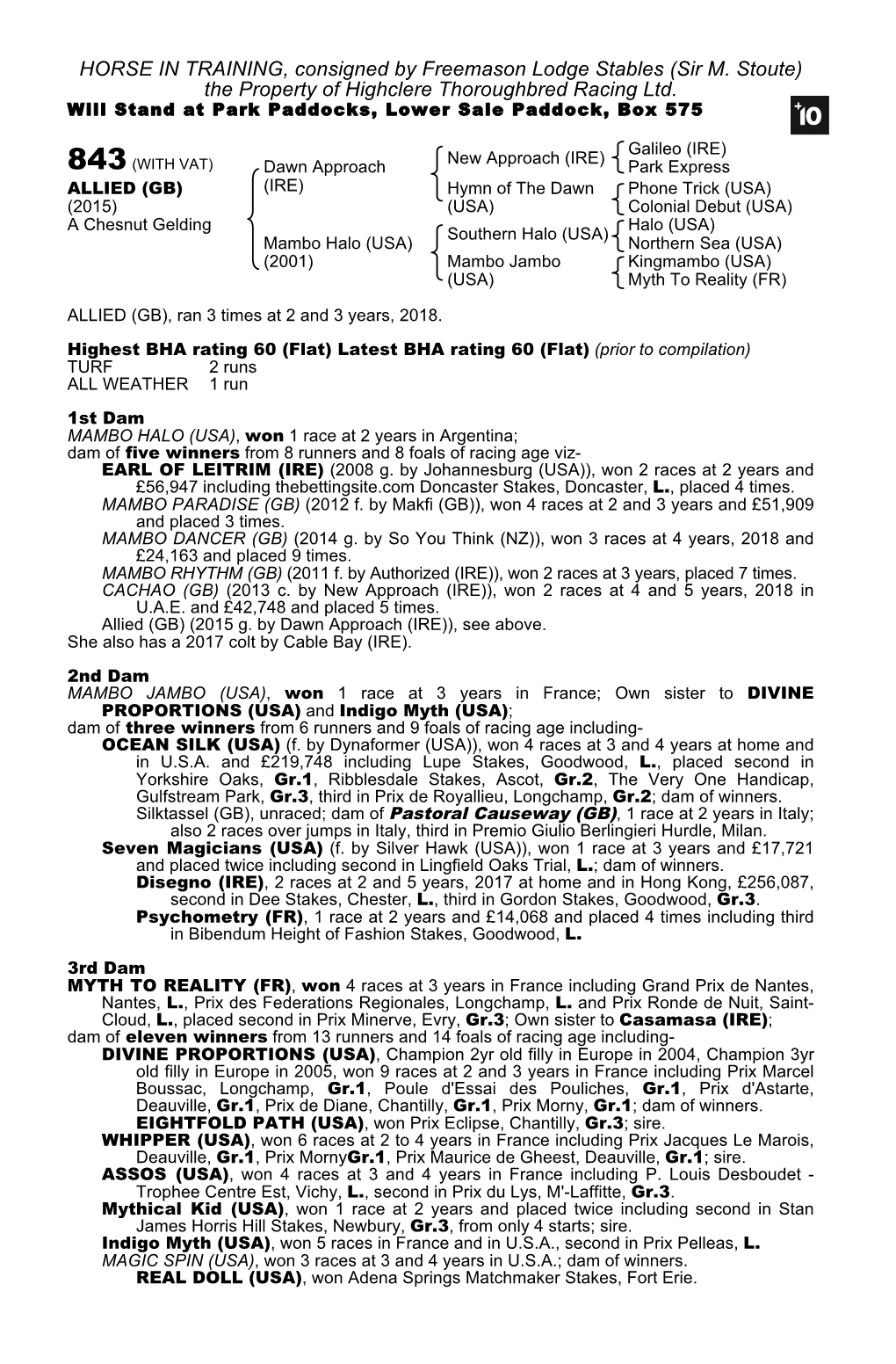 HORSE in TRAINING, Consigned by Freemason Lodge Stables (Sir M. Stoute) the Property of Highclere Thoroughbred Racing Ltd