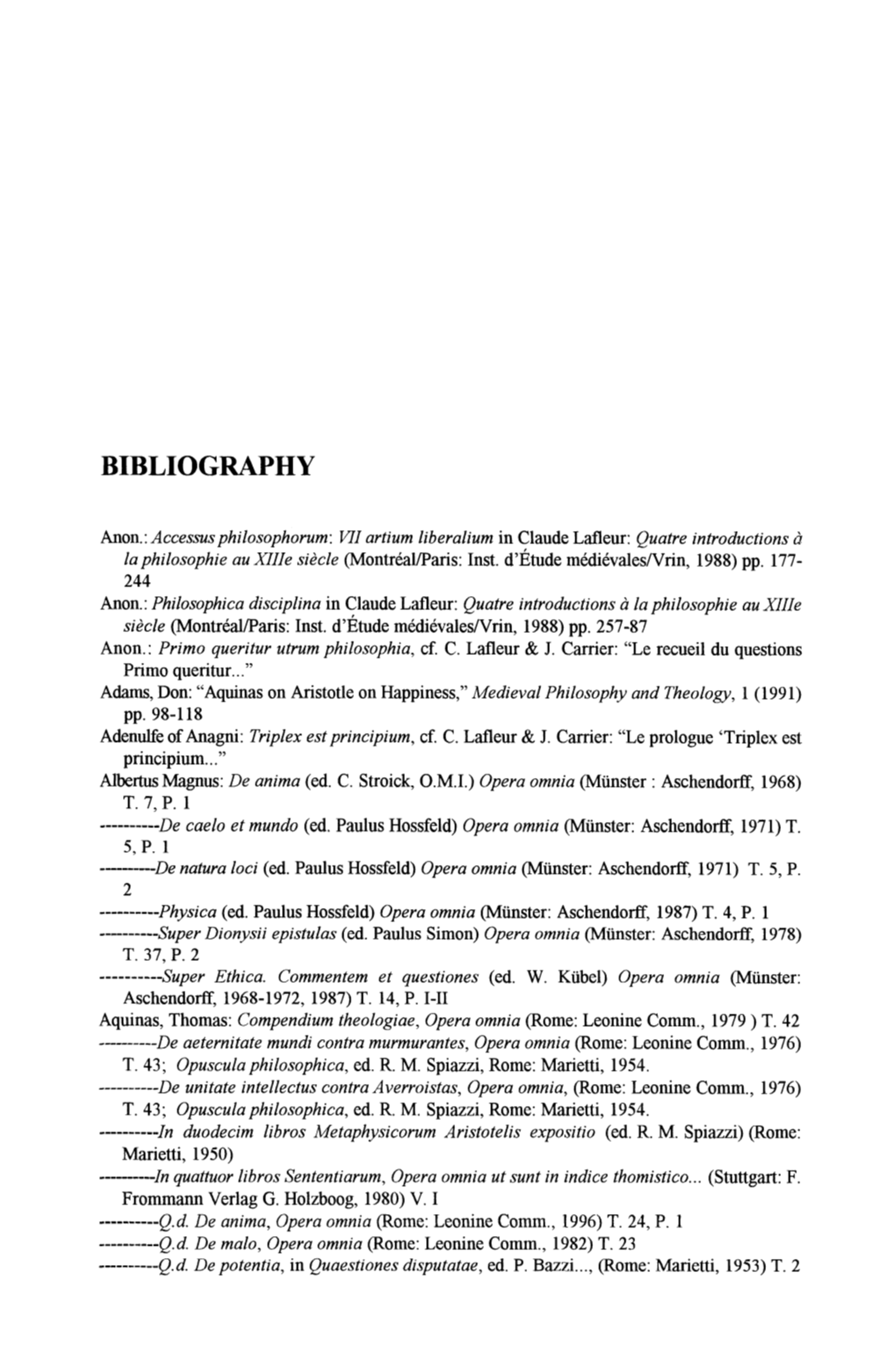 BIBLIOGRAPHY A