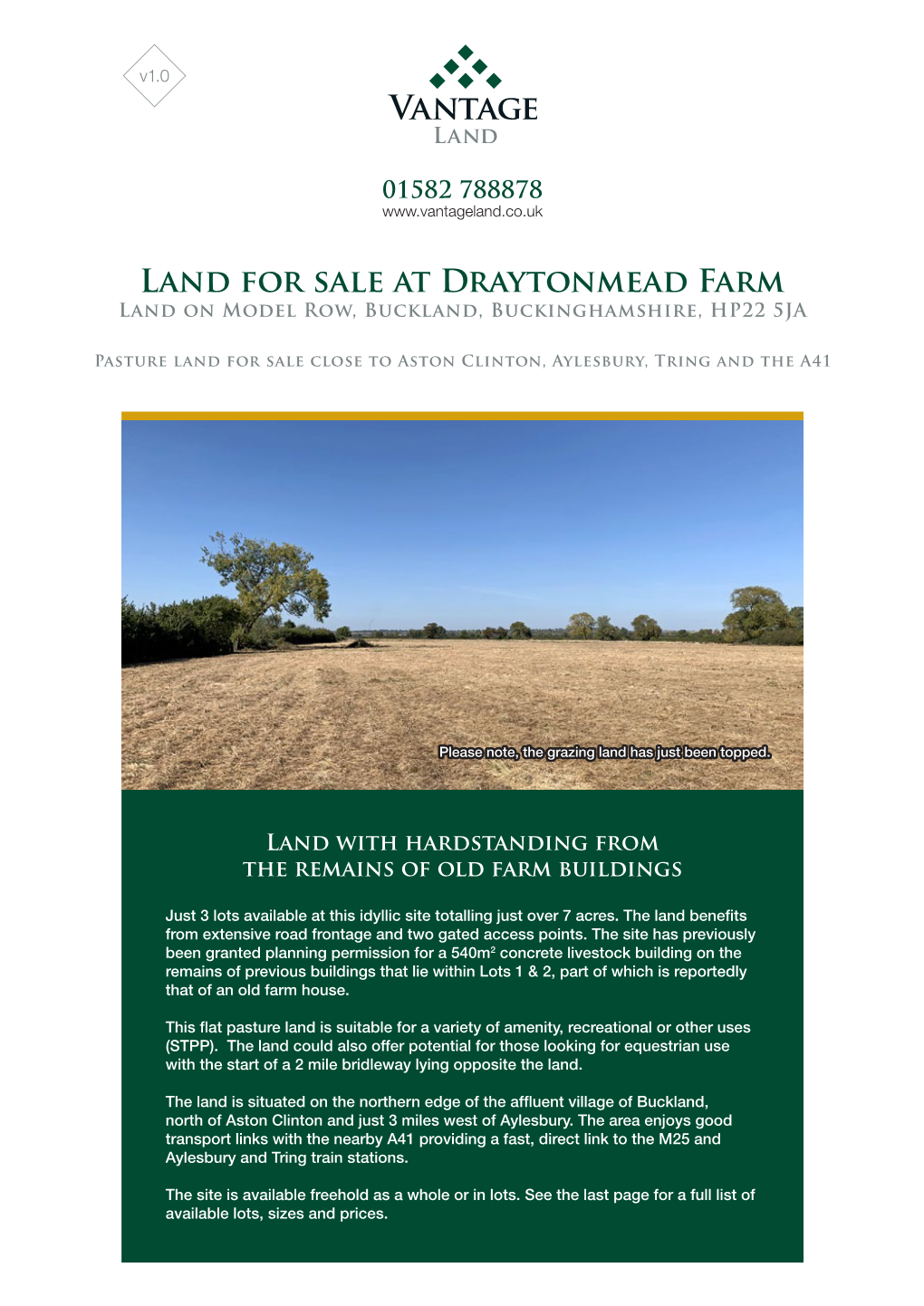 Land for Sale at Draytonmead Farm Land on Model Row, Buckland, Buckinghamshire, HP22 5JA