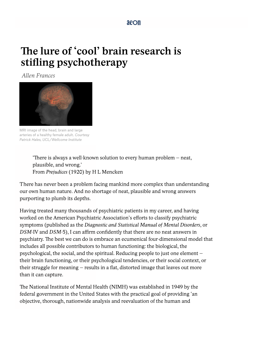 The Lure of 'Cool' Brain Research Is Stifling Psychotherapy | Aeon Ideas