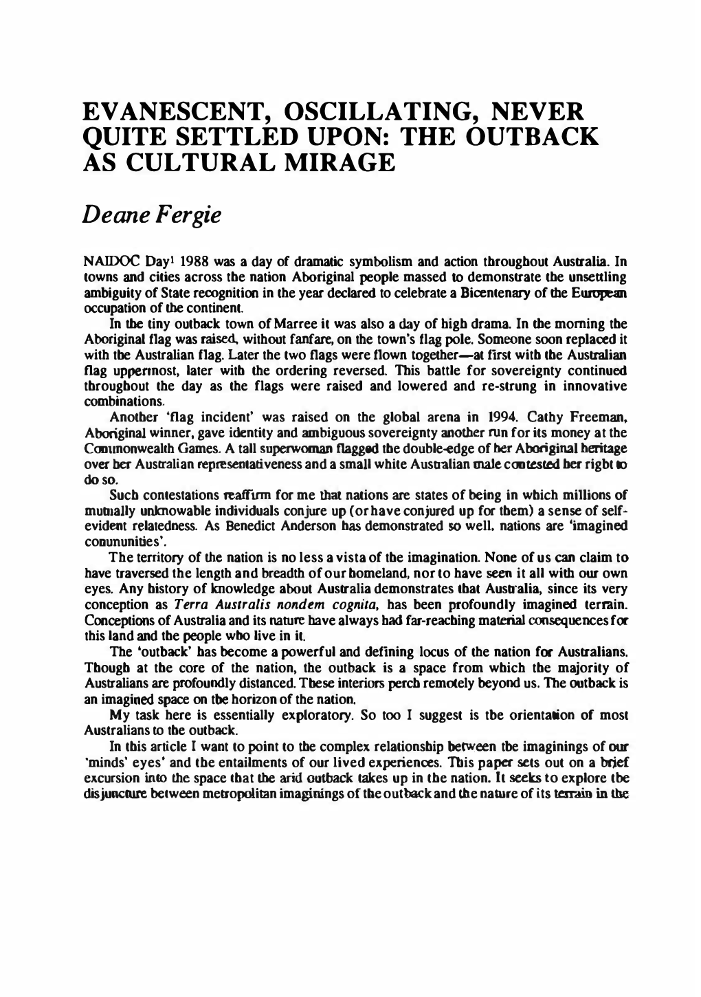 The Outback As Cultural Mirage