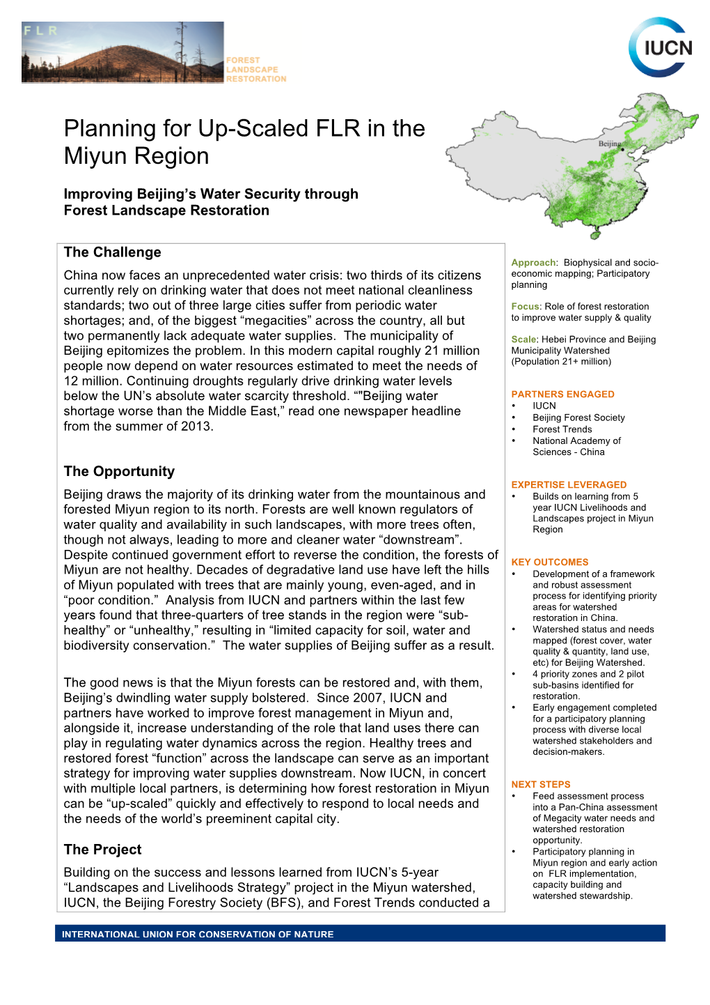 Planning for Up-Scaled FLR in the Miyun Region