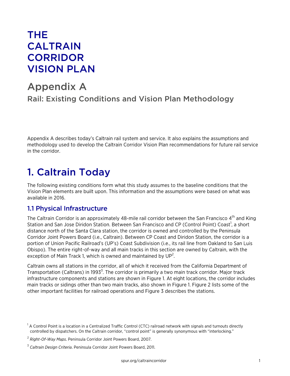 Appendix a of the Caltrain Corridor Vision Plan