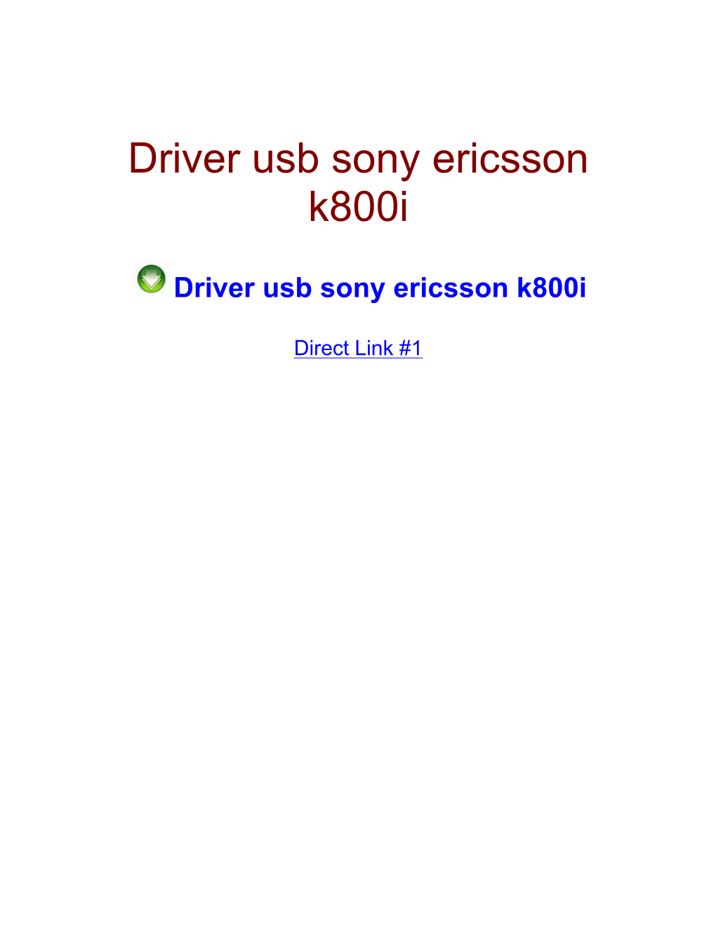 Driver Usb Sony Ericsson K800i