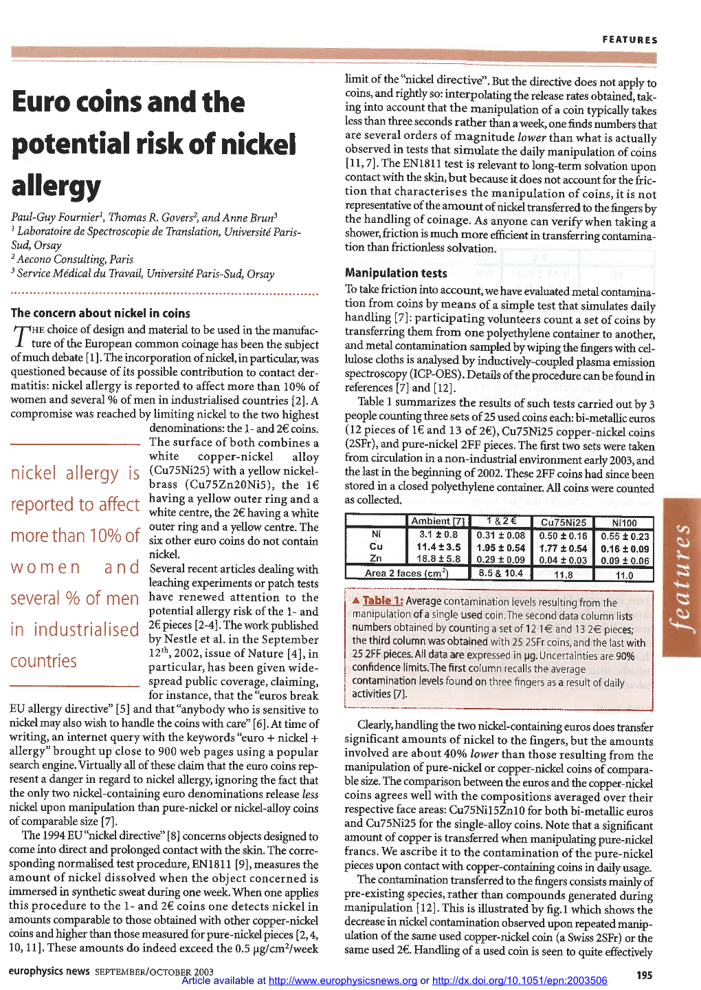 Euro Coins and the Potential Risk of Nickel Allergy