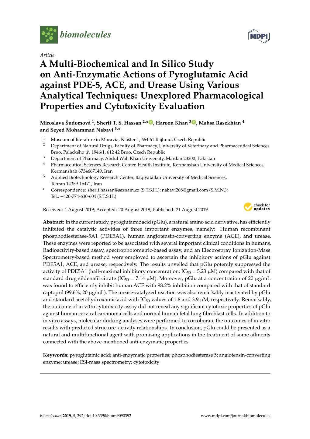 A Multi-Biochemical and in Silico Study on Anti-Enzymatic Actions Of