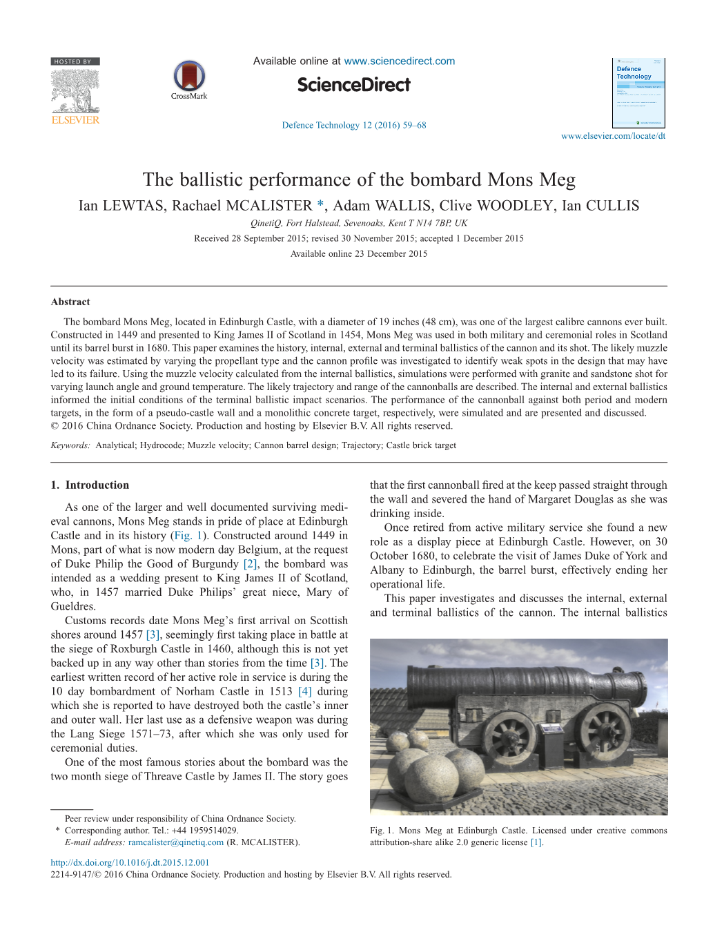 The Ballistic Performance of the Bombard Mons