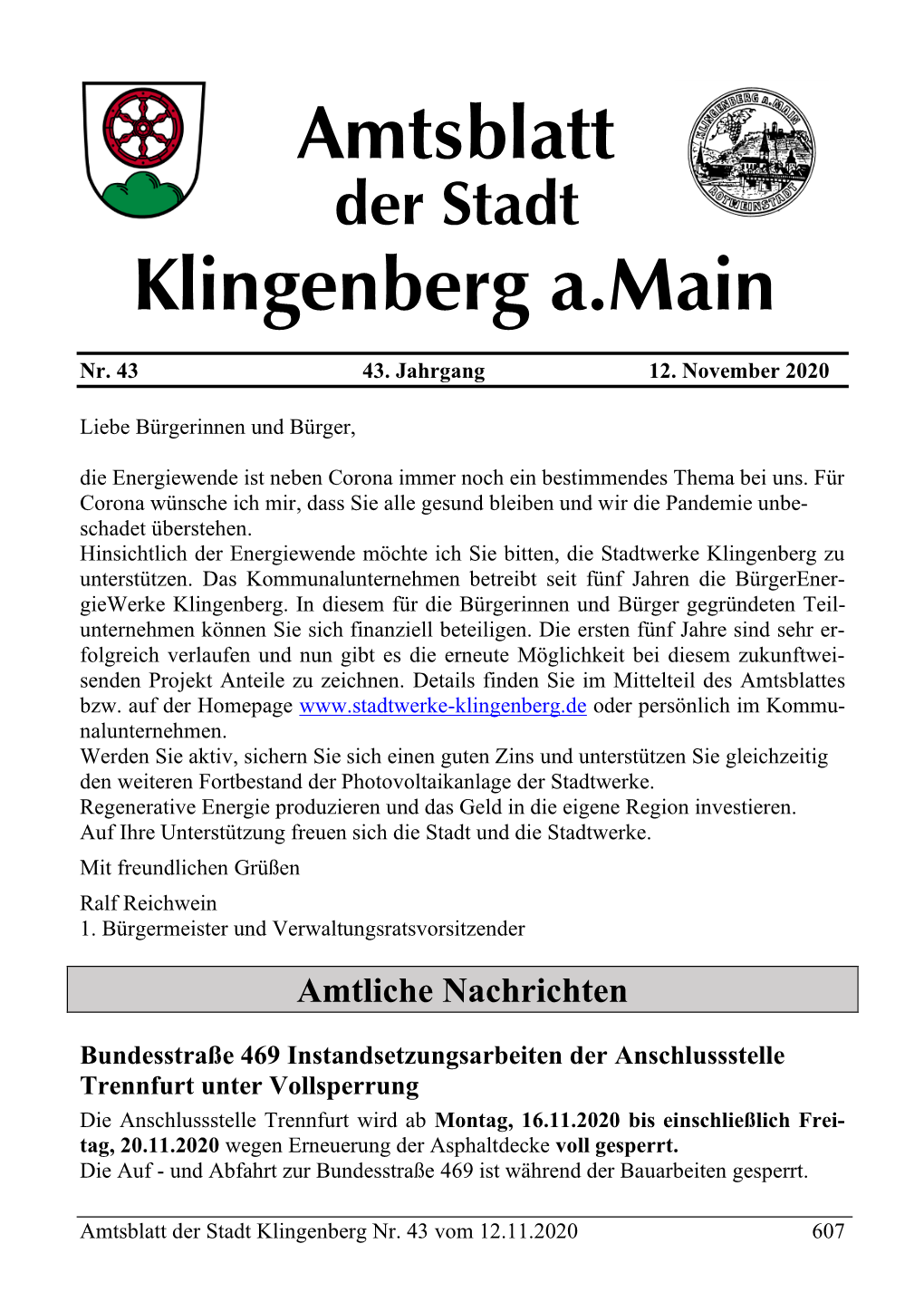 Amtsblatt Klingenberg A.Main