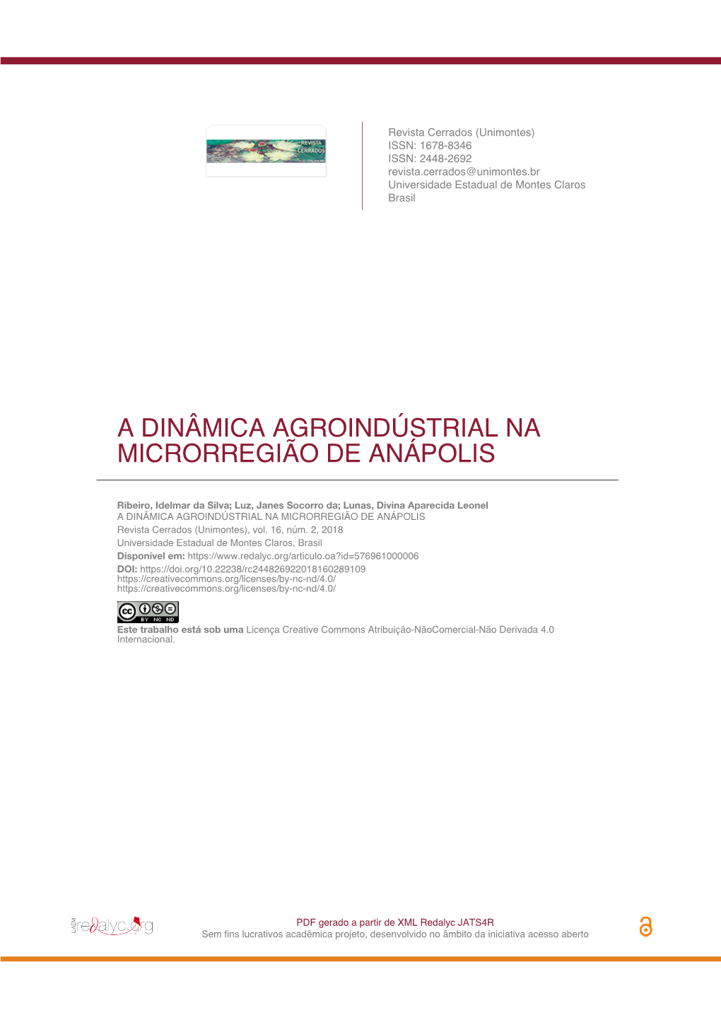 A Dinâmica Agroindústrial Na Microrregião De Anápolis