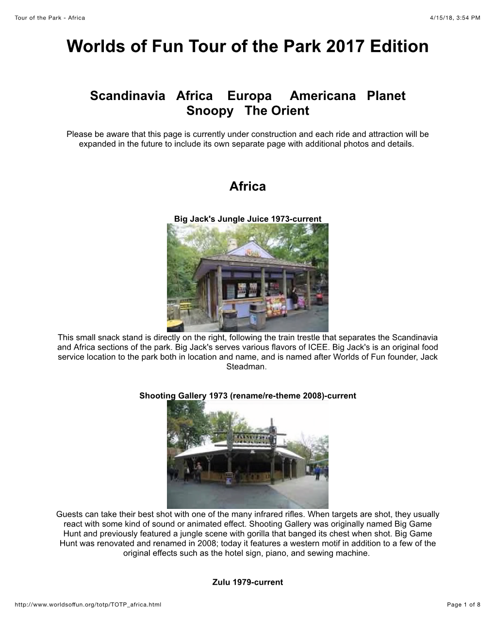 Africa 4/15/18, 3:54 PM Worlds of Fun Tour of the Park 2017 Edition
