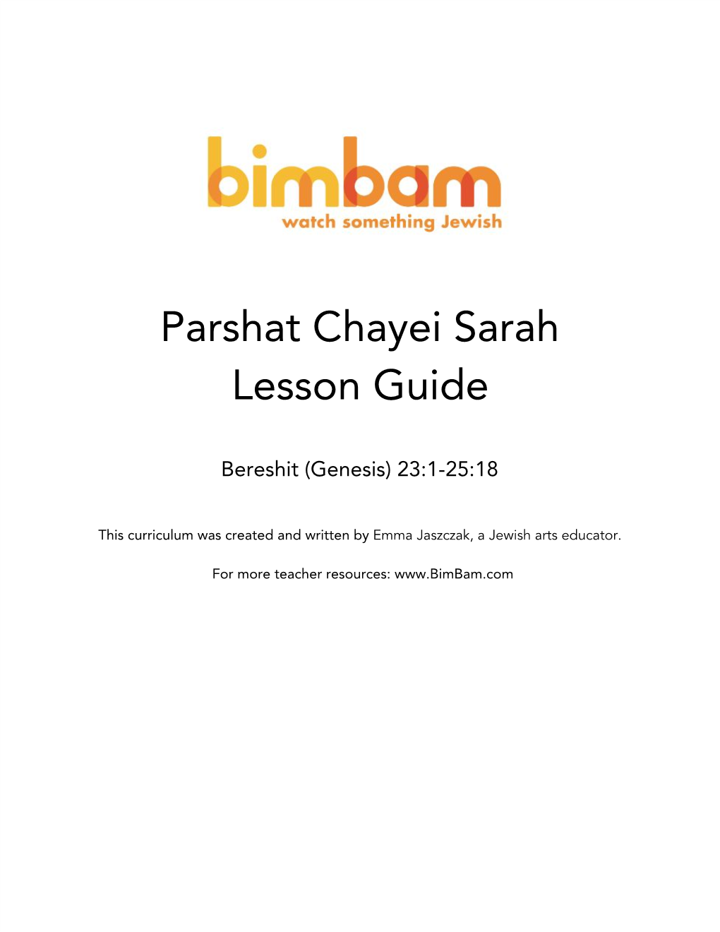 Parshat Chayei Sarah Lesson Guide