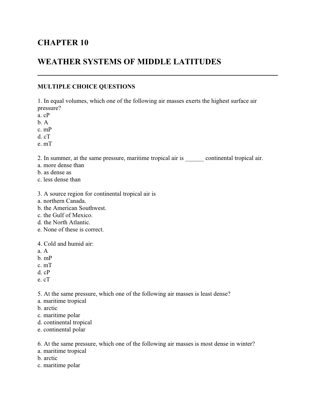 Weather Systems of Middle Latitudes