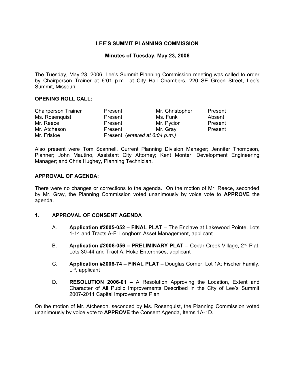 Lee’S Summit Planning Commission