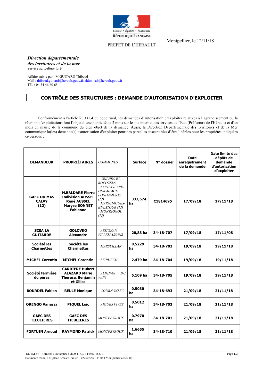 Demande D'autorisation D'exploiter Avant La Date Limite Indiquée Dans Le Tableau