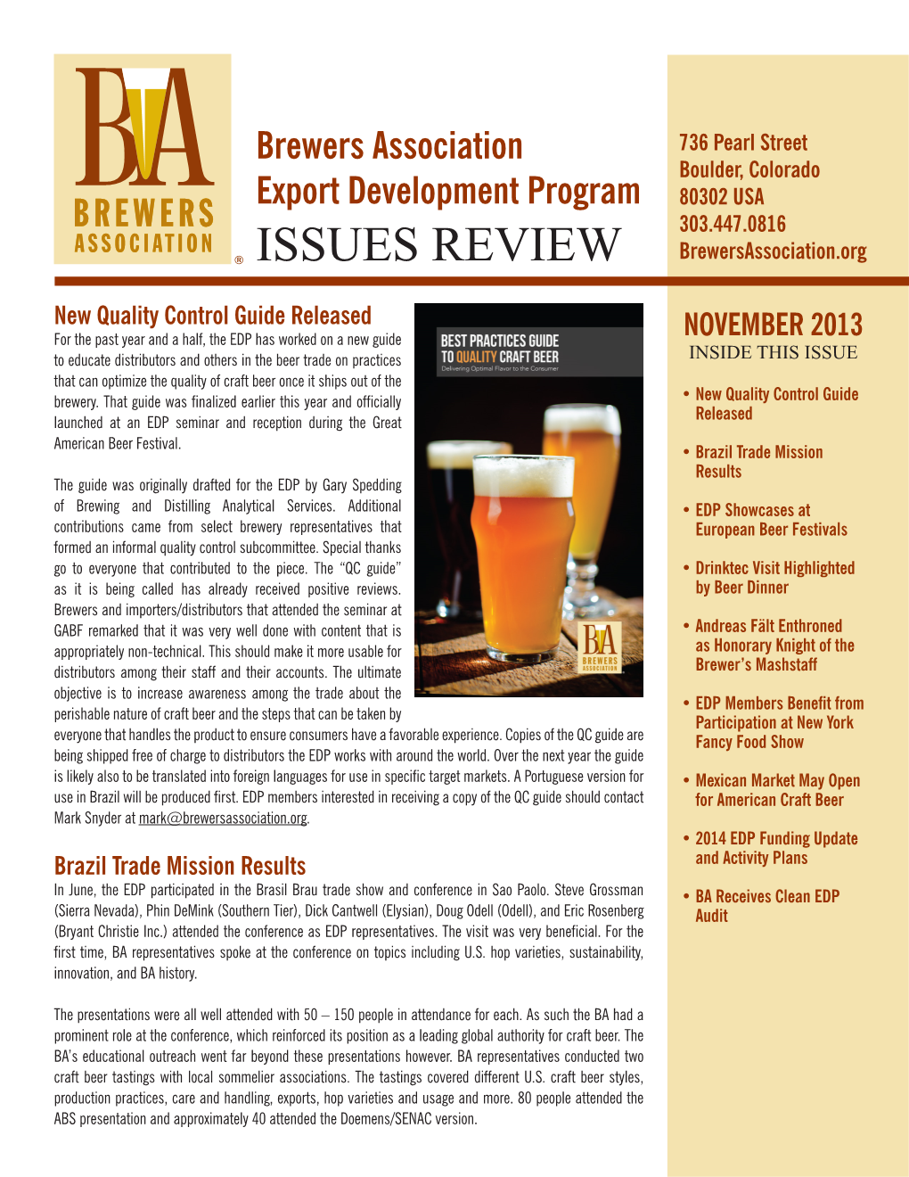 BA EDP November 2013 Issues Review Newsletter