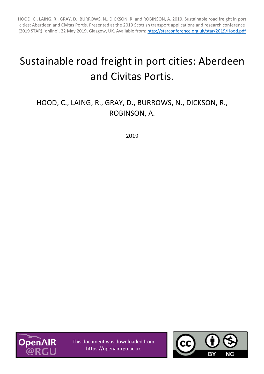 Sustainable Road Freight in Port Cities: Aberdeen and Civitas Portis