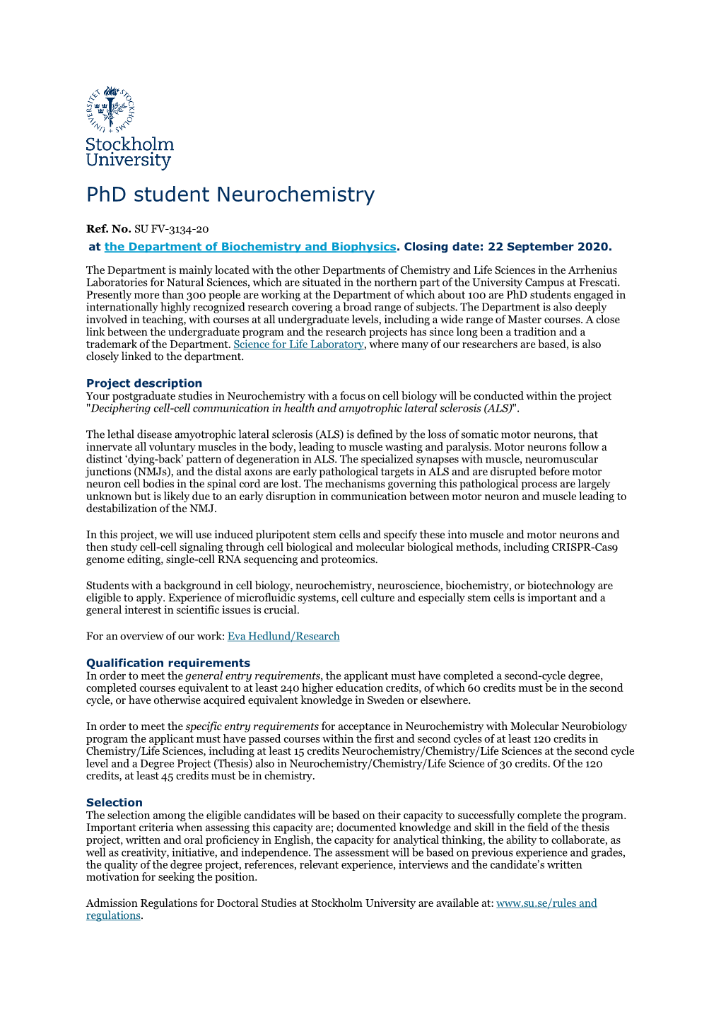 Phd Student Neurochemistry