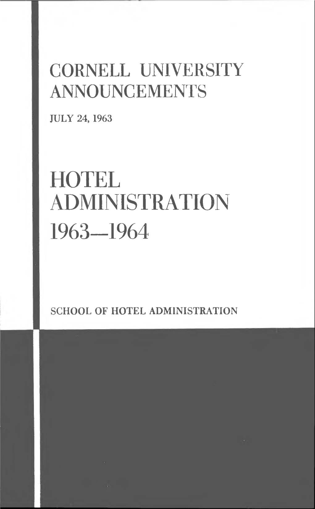 Hotel Administration 1963-1964