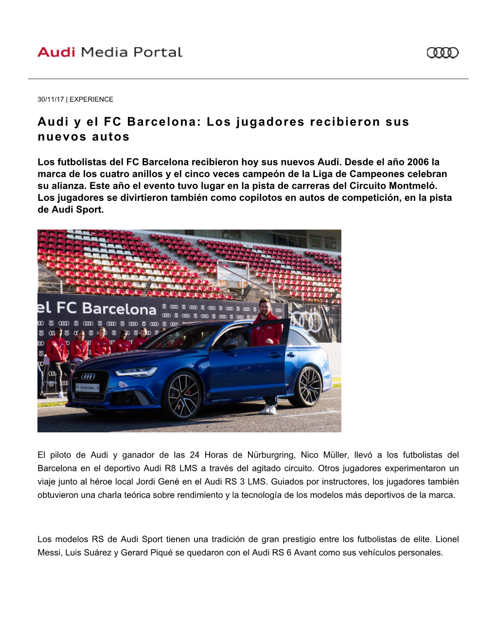 Audi Y El FC Barcelona: Los Jugadores Recibieron Sus Nuevos Autos
