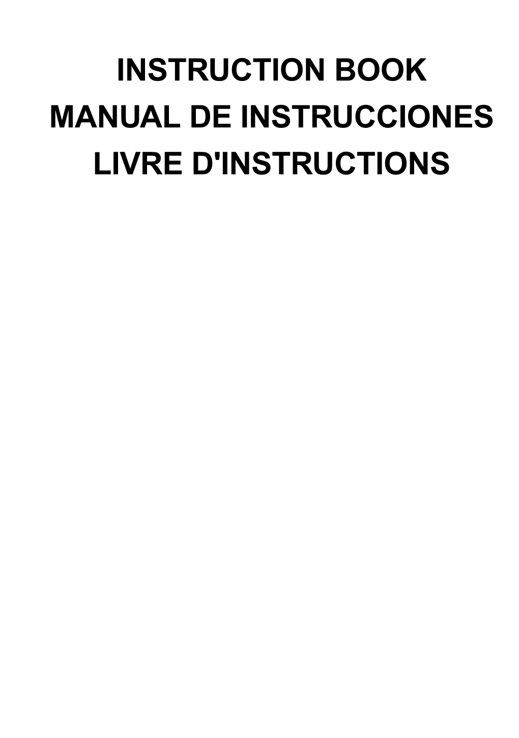 Instruction Book Manual De Instrucciones Livre D