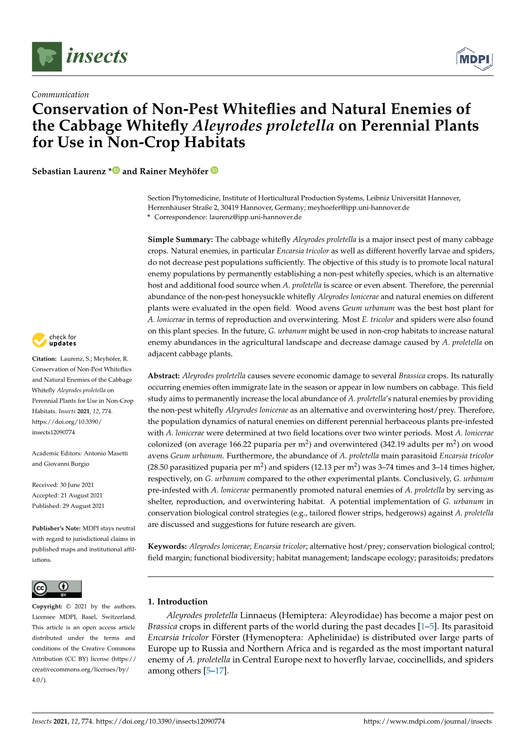 Conservation of Non-Pest Whiteflies and Natural Enemies of The