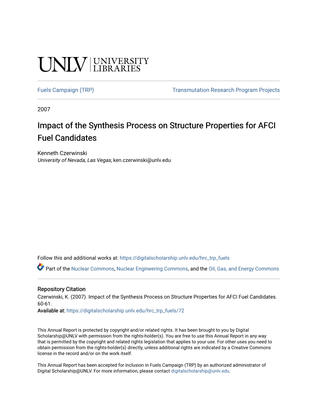 Impact of the Synthesis Process on Structure Properties for AFCI Fuel Candidates