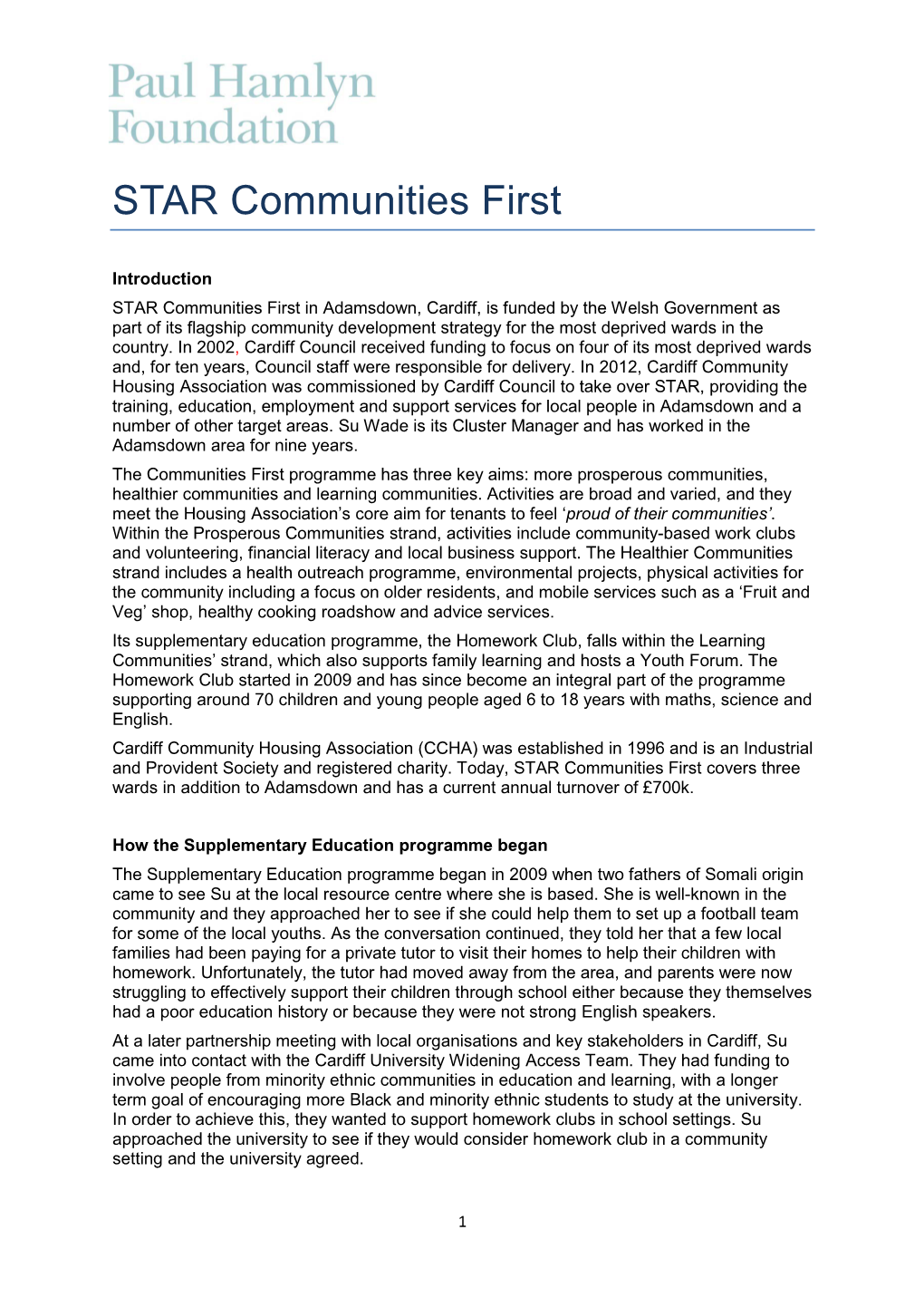 STAR Communities First