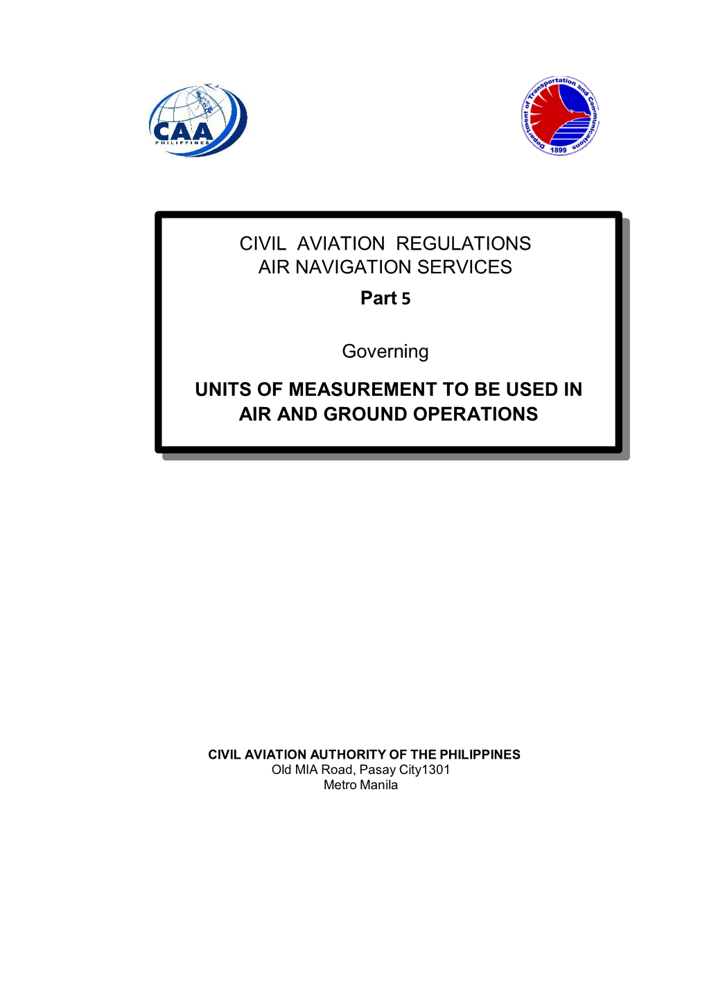 CAR-ANS PART 05 Issue No. 2 Units of Measurement to Be Used In