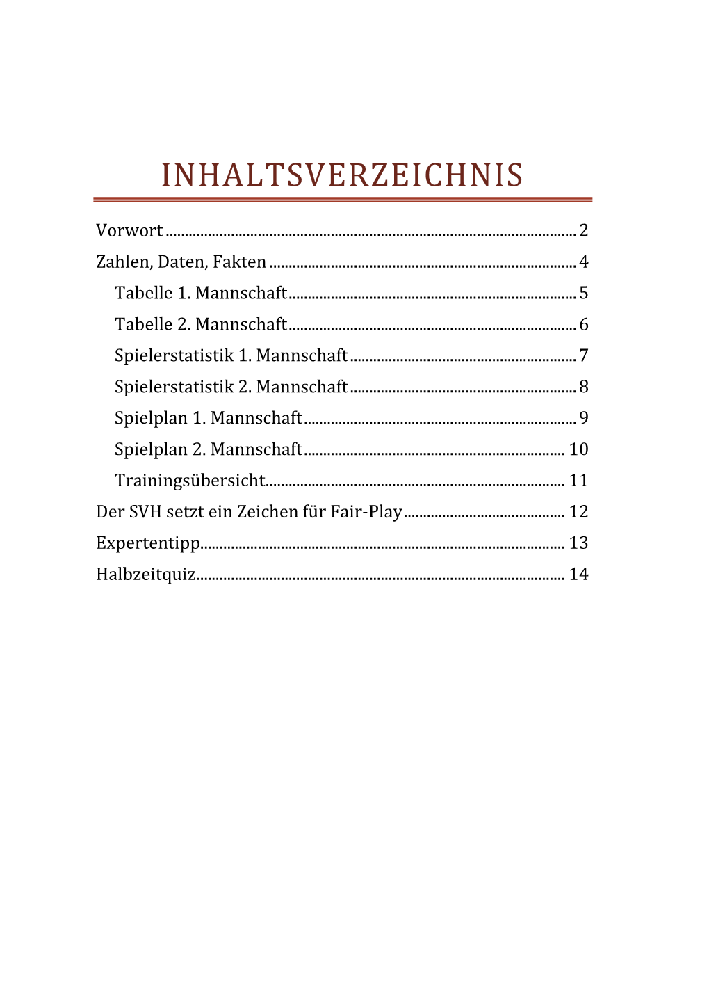 Inhaltsverzeichnis