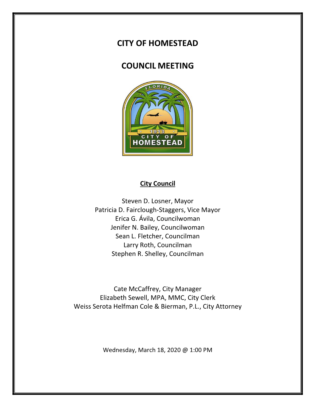 City of Homestead Councilmeeting