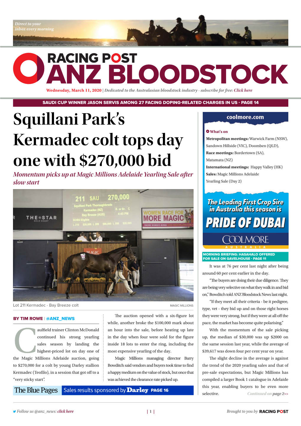 Squillani Park's Kermadec Colt Tops Day One with $270,000
