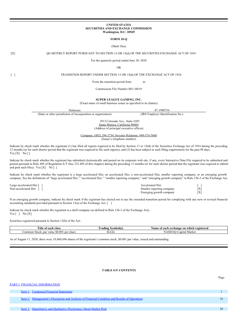 QUARTERLY REPORT PURSUANT to SECTION 13 OR 15(D) of the SECURITIES EXCHANGE ACT of 1934