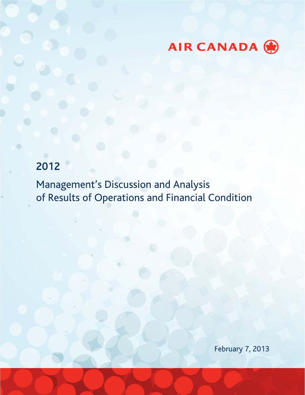 2012 Management's Discussion and Analysis of Results Of