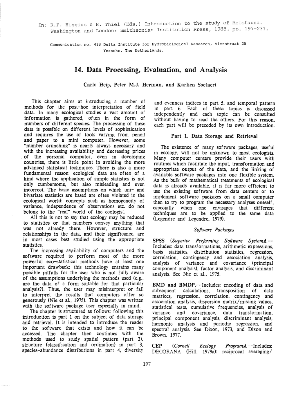 14. Data Processing, Evaluation, and Analysis