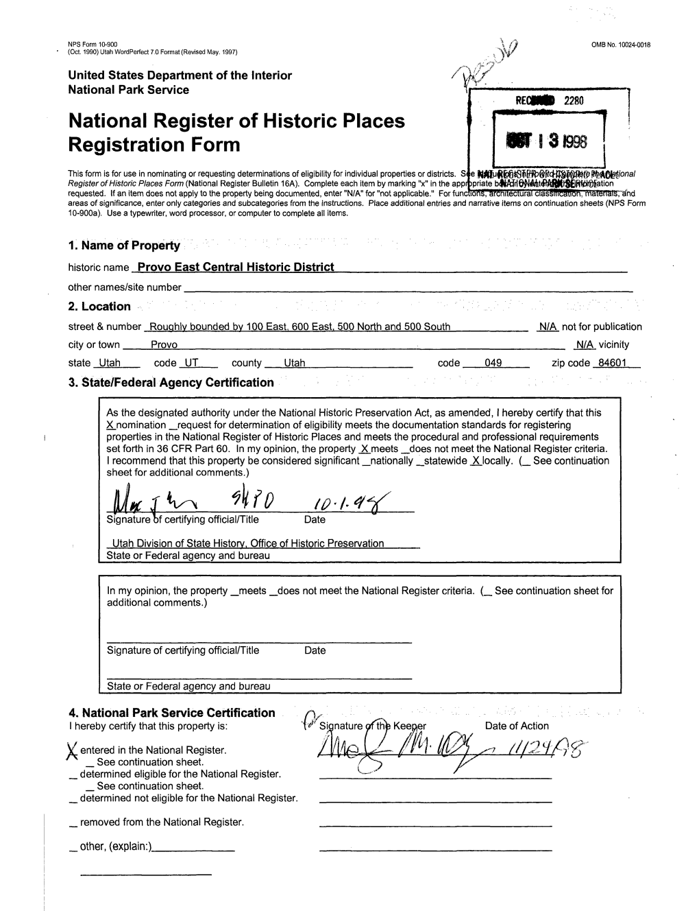 National Register of Historic Places Continuation Sheet