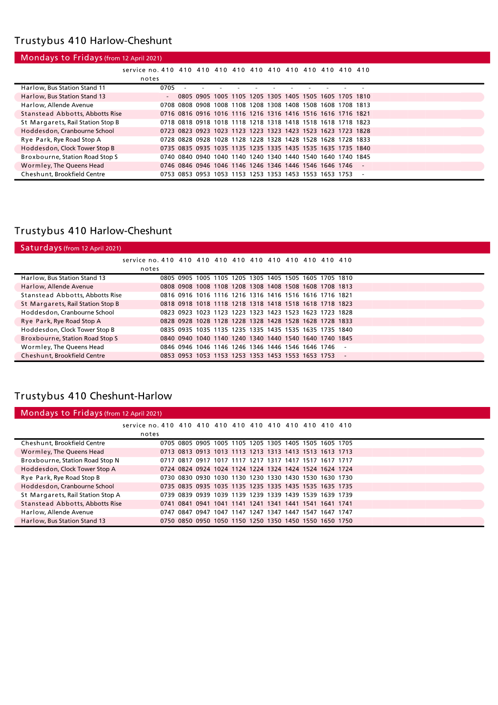 Trustybus 410 Harlow-Cheshunt