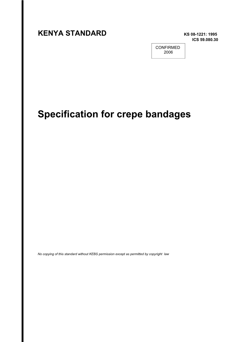 Specification for Crepe Bandages