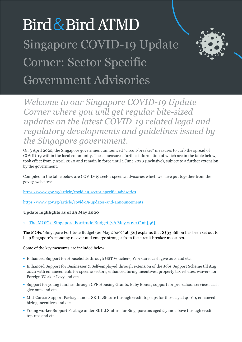 COVID-19 Update Corner: Sector Specific Government Advisories