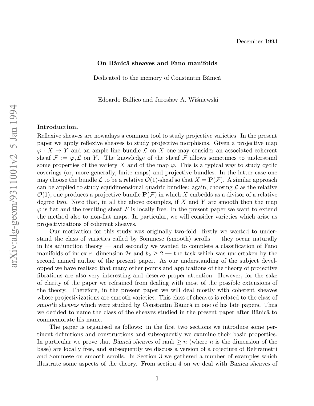 On Banica Sheaves and Fano Manifolds